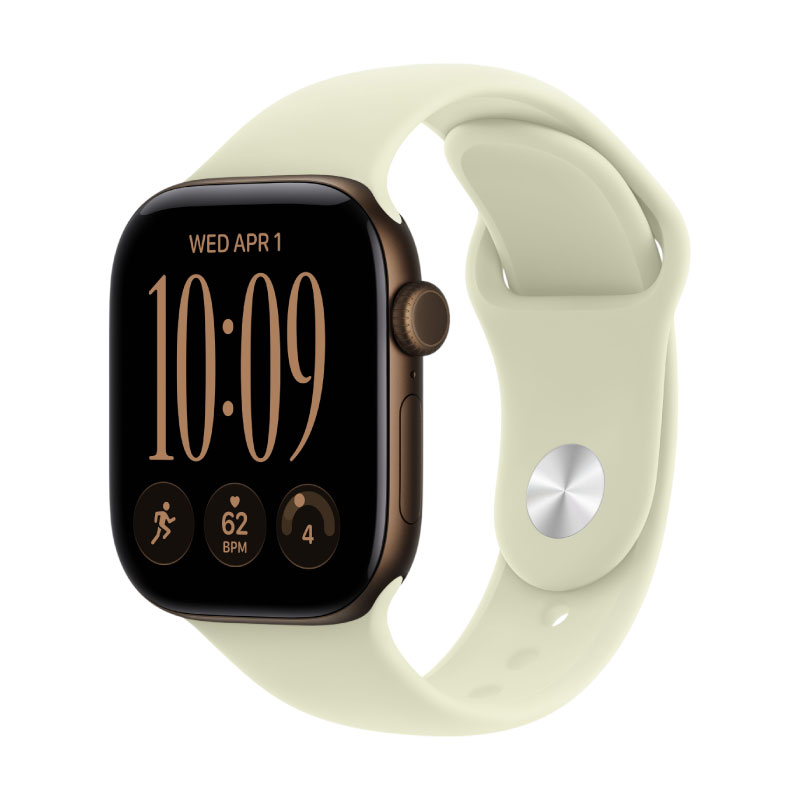 Apple Watch Series 12, 42 mm, Dark Bronze Aluminum Pale Succulent Sport Band S/M